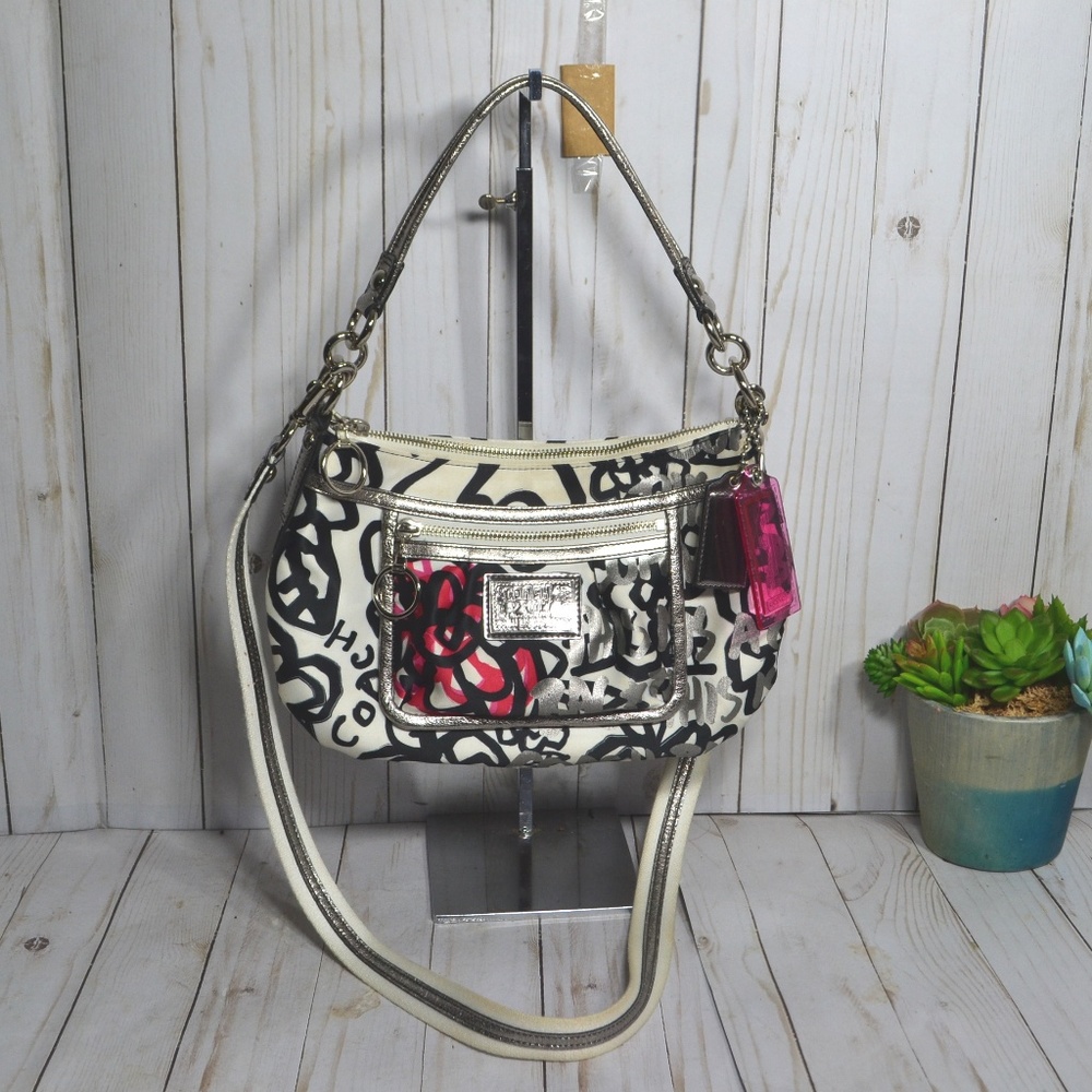 Coach Black and White Graffiti Shoulder Bag